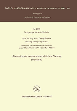 E-Book (pdf) Simulation der wasserwirtschaftlichen Planung (Planspiel) von Fritz G. Rohde