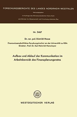 E-Book (pdf) Aufbau und Ablauf der Kommunikation im Arbeitsbereich des Finanzplanungsrates von Dietrich Hosse