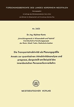 E-Book (pdf) Die Transportattraktivität als Planungsgröße von Hjalmar Kuntz