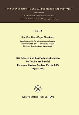 E-Book (pdf) Die Absatz- und Beschaffungsrhythmen im Textileinzelhandel von Heinz-Jürgen Pinnekamp