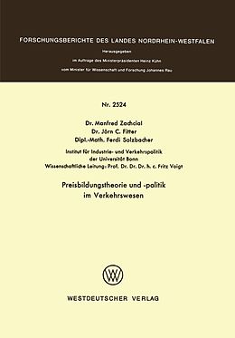 E-Book (pdf) Preisbildungstheorie und -politik im Verkehrswesen von Manfred Zachcial