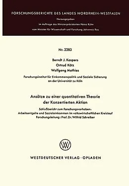 E-Book (pdf) Ansätze zu einer quantitativen Theorie der Konzertierten Aktion von Berndt J. Kaspers