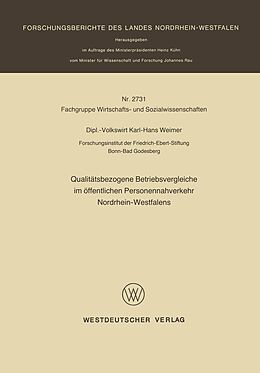 E-Book (pdf) Qualitätsbezogene Betriebsvergleiche im öffentlichen Personennahverkehr Nordrhein-Westfalens von Karl-Hans Weimer