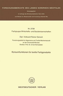 E-Book (pdf) Konsumfunktionen für textile Fertigprodukte von Rainer Giersch