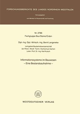 E-Book (pdf) Informationssysteme im Bauwesen von Bernt Langeneke