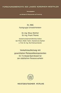 E-Book (pdf) Verkehrsaufteilung mit gewichteten Reisezeitkomponenten von Klaus Walther