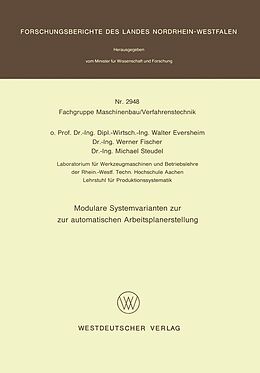 E-Book (pdf) Modulare Systemvarianten zur automatischen Arbeitsplanerstellung von Walter Eversheim