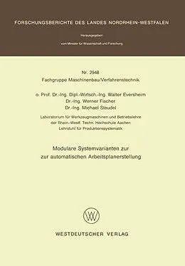 E-Book (pdf) Modulare Systemvarianten zur automatischen Arbeitsplanerstellung von Walter Eversheim
