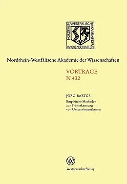 E-Book (pdf) Empirische Methoden zur Früherkennung von Unternehmenskrisen von Jörg Baetge