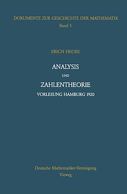 Kartonierter Einband Analysis und Zahlentheorie von Erich Hecke