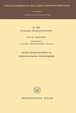 E-Book (pdf) Soziale Sprachvarietäten im niederrheinischen Industriegebiet von Arend Mihm