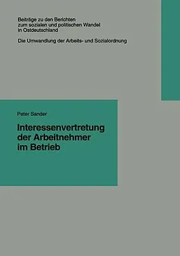 E-Book (pdf) Interessenvertretung der Arbeitnehmer im Betrieb von Peter Sander