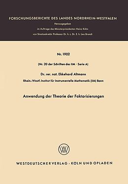 E-Book (pdf) Anwendung der Theorie der Faktorisierungen von Ekkehard Altmann