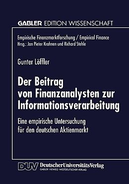 E-Book (pdf) Der Beitrag von Finanzanalysten zur Informationsverarbeitung von 