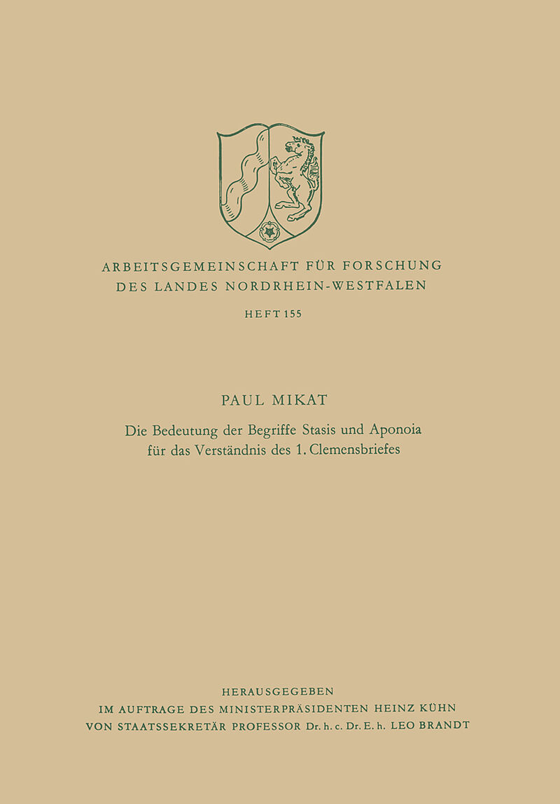 Die Bedeutung der Begriffe Stasis und Aponoia für das Verständnis des 1. Clemensbriefes