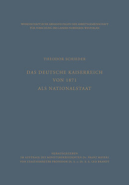 Kartonierter Einband Das Deutsche Kaiserreich von 1871 als Nationalstaat von Theodor Schieder