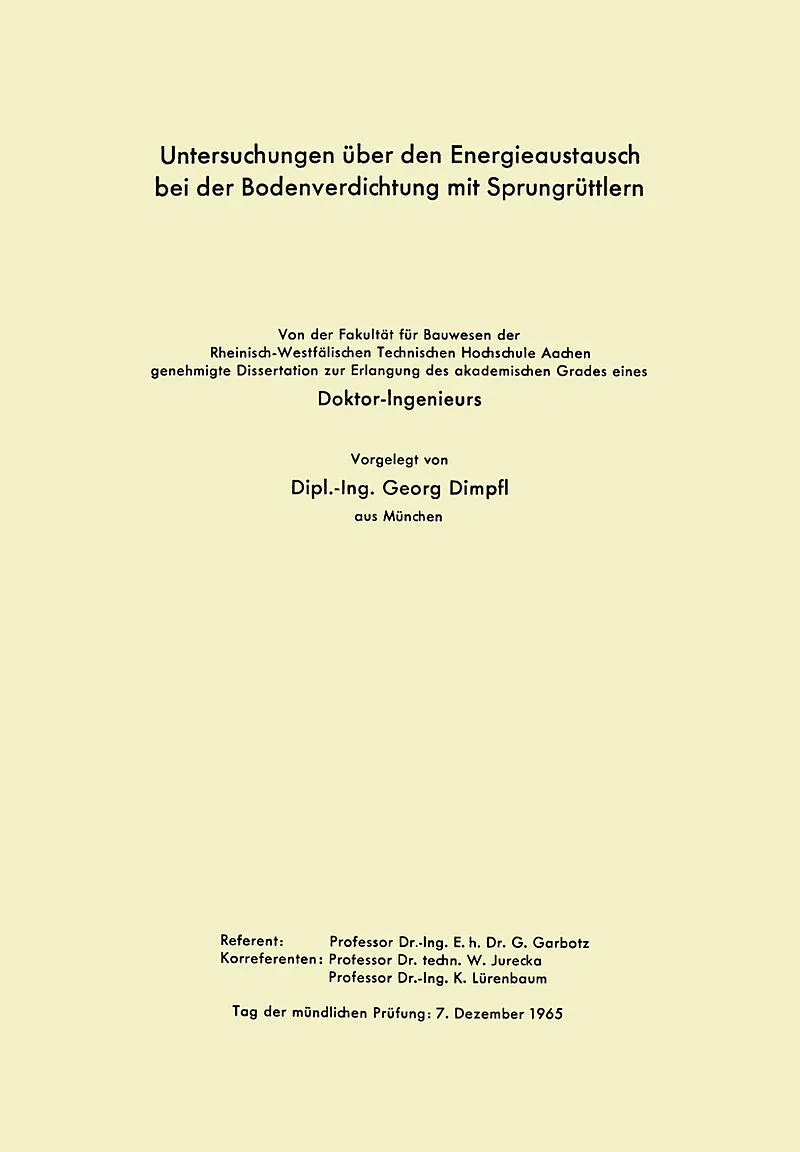 Untersuchungen über den Energieaustausch bei der Bodenverdichtung mit Sprungrüttlern