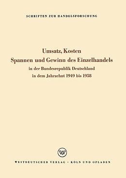 E-Book (pdf) Umsatz, Kosten, Spannen und Gewinn des Einzelhandels von Seyffert Rudolf
