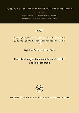 E-Book (pdf) Die Entwicklungsgebiete im Rahmen der OEEC und ihre Förderung von Hans Evers