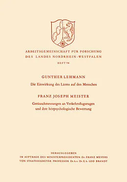 E-Book (pdf) Die Einwirkung des Lärms auf den Menschen von Gunther Lehmann