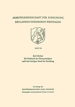 E-Book (pdf) Die Herkunft der Dionysosreligion nach dem heutigen Stand der Forschung von Karl Kerényi