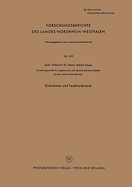 E-Book (pdf) Einkommen und Textilverbrauch von Heinz Hubert Kaup