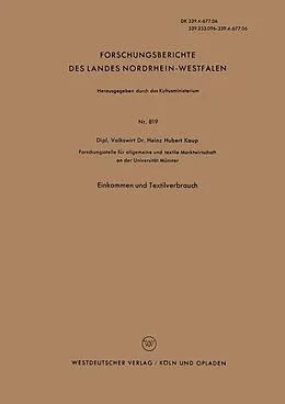 E-Book (pdf) Einkommen und Textilverbrauch von Heinz Hubert Kaup