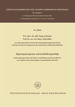 E-Book (pdf) Eignungsprognose und Ausbildungserfolg von Hugo Schmale