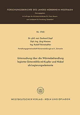 E-Book (pdf) Untersuchung über die Wärmebehandlung legierter Sinterstähle mit Kupfer und Nickel als Legierungselemente von Gerhard Zapf