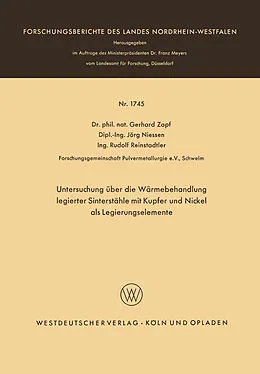 E-Book (pdf) Untersuchung über die Wärmebehandlung legierter Sinterstähle mit Kupfer und Nickel als Legierungselemente von Gerhard Zapf