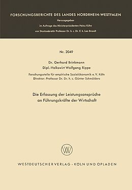 E-Book (pdf) Die Erfassung der Leistungsansprüche an Führungskräfte der Wirtschaft von Gerhard Brinkmann