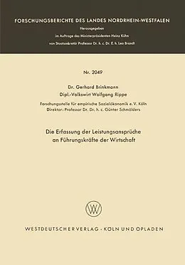 E-Book (pdf) Die Erfassung der Leistungsansprüche an Führungskräfte der Wirtschaft von Gerhard Brinkmann
