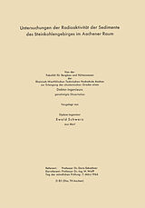 E-Book (pdf) Untersuchungen der Radioaktivität der Sedimente des Steinkohlengebirges im Aachener Raum von Ewald Schwarz