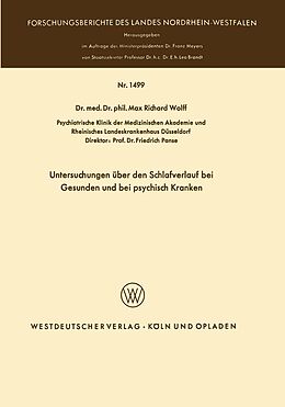 E-Book (pdf) Untersuchungen über den Schlafverlauf bei Gesunden und bei psychisch Kranken von Max Richard Wolff