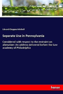Kartonierter Einband Separate Use in Pennsylvania von Edward Choppee Mitchell