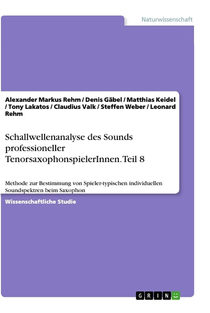 Schallwellenanalyse des Sounds professioneller TenorsaxophonspielerInnen. Teil 8