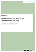E-Book (pdf) Erstleseliteratur im Loewe Verlag. Veränderungen seit 1995 von Anonym