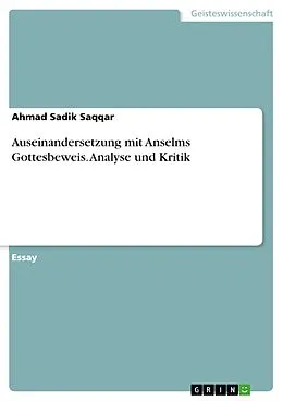 E-Book (pdf) Auseinandersetzung mit Anselms Gottesbeweis. Analyse und Kritik von Ahmad Sadik Saqqar