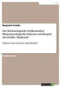 E-Book (pdf) Die Kriminologische Deliktsanalyse: Phänomenologische Faktoren am Beispiel des Delikts "Bankraub" von Benjamin Franke