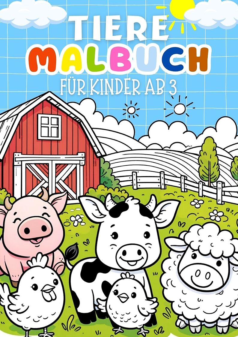 Tiere Malbuch für Kinder ab 3 Jahre  Kinderbuch