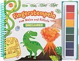 Kartonierter Einband Fingerstempeln zum Malen und Rätseln. Dinosaurier von