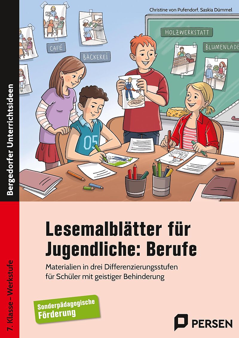 Lesemalblätter für Jugendliche: Berufe