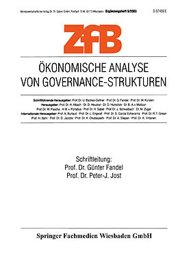 Kartonierter Einband Ökonomische Analyse von Governance-Strukturen von 