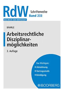 E-Book (pdf) Arbeitsrechtliche Disziplinarmöglichkeiten von Ralph Jürgen Bährle