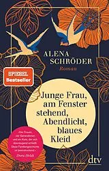 E-Book (epub) Junge Frau, am Fenster stehend, Abendlicht, blaues Kleid von Alena Schröder