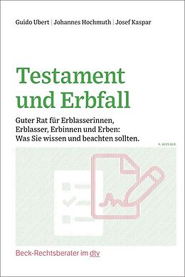 Kartonierter Einband Testament und Erbfall von Guido Ubert, Johannes Hochmuth, Josef Kaspar