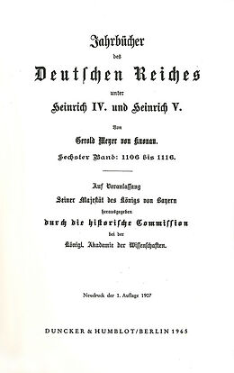 Leinen-Einband Jahrbücher des Deutschen Reiches unter Heinrich IV. und Heinrich V. von Gerold Meyer von Knonau