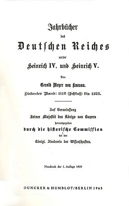 Leinen-Einband Jahrbücher des Deutschen Reiches unter Heinrich IV. und Heinrich V. von Gerold Meyer von Knonau