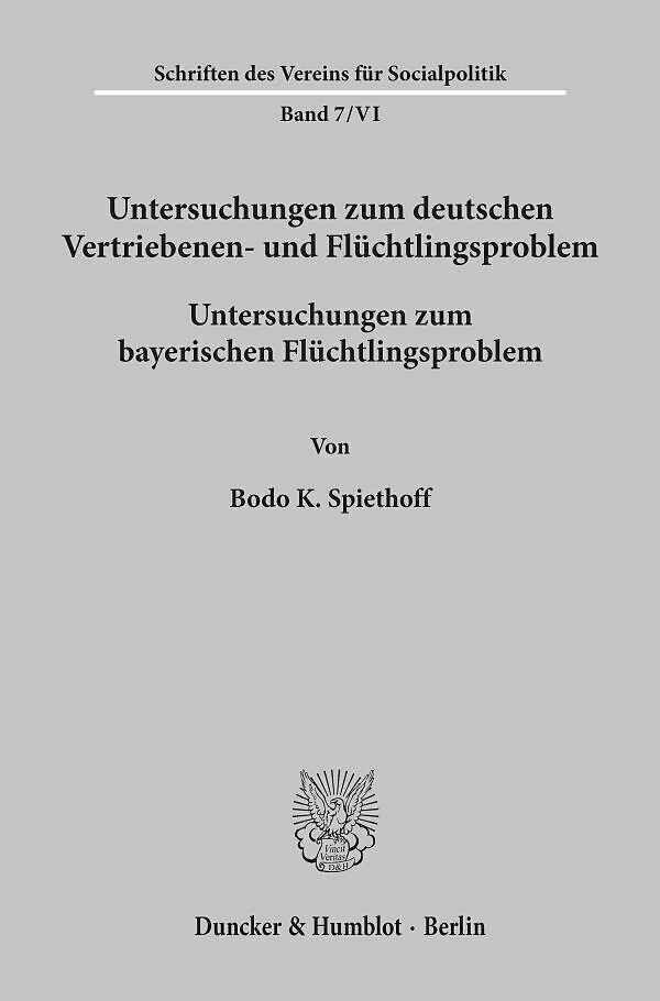 Untersuchungen zum deutschen Vertriebenen- und Flüchtlingsproblem