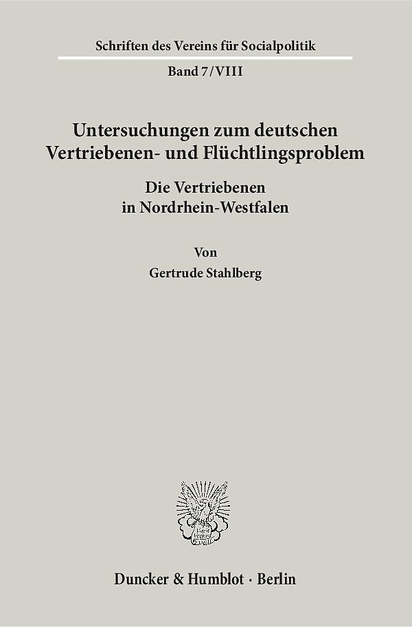 Untersuchungen zum deutschen Vertriebenen- und Flüchtlingsproblem